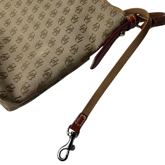 Dooney & Bourke Shoulder Bag Purse Beige / Brown Adjustable Strap Red Liner - Picture 4 of 11
